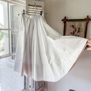 Brock Collection size 2 white high waisted, pleated skirt with grosgrain ribbon